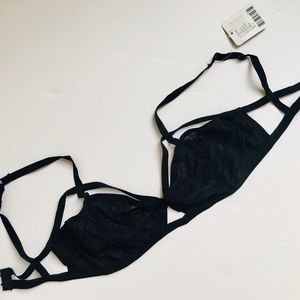 Silence + Noise Black Strappy Bralette NWOT